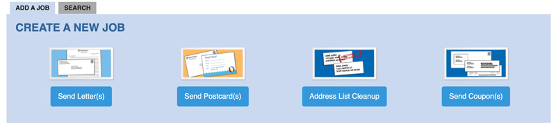 Screen grab of LetterStream interface showing create new job screen