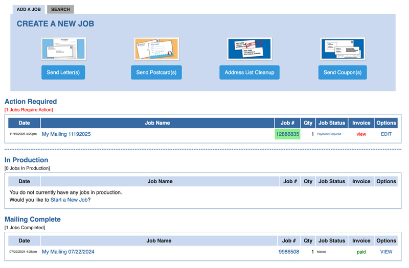 Screen grab of LetterStream interface showing dashboard