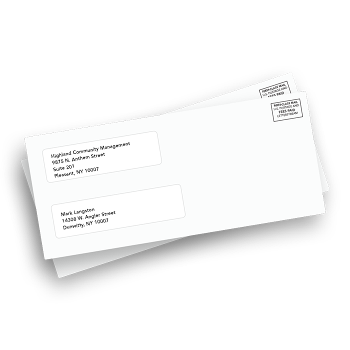 USPS mail envelope example with double windows