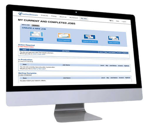 LetterStream Portal: image of a computer with the LetterStream platform on the screen