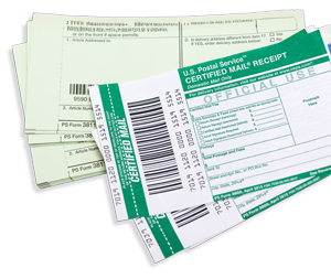 USPS Certified Mail Green Form examples